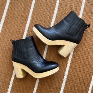 Madewell Marco Chelsea Booties Leather Wood Heel